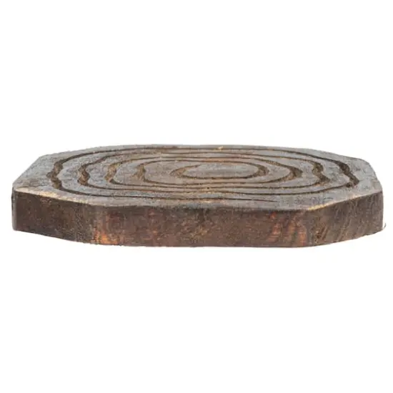 Hello Honey® 4" Round Hand-Carved Mango Wood Coasters with Distressed Finish, 4ct. {8}