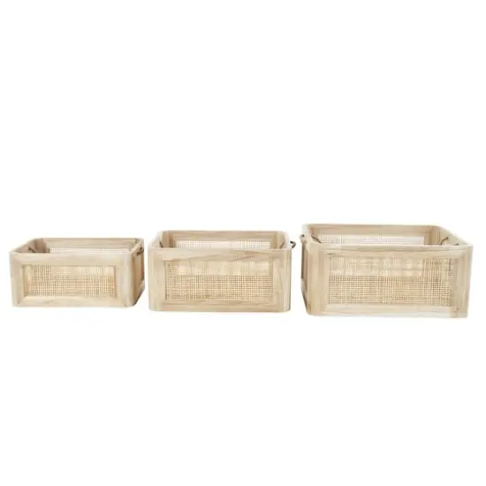 Light Brown Rattan Woven Basket with Rope Handles, 3ct. {7}