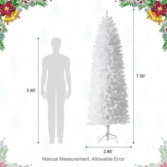 7.5ft. Unlit White Pencil Tinsel Artificial Christmas Tree {9}