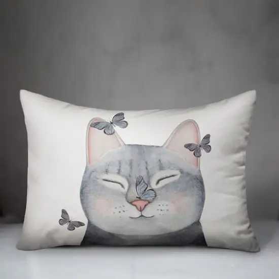 Cat with Butterflies Indoor/Outdoor Pillow {4}