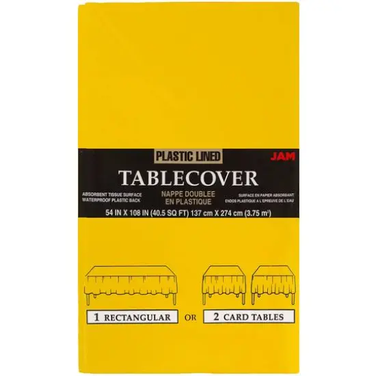 JAM Paper 108" Rectangular Plastic Lined Paper Table Cover Yellow {1}