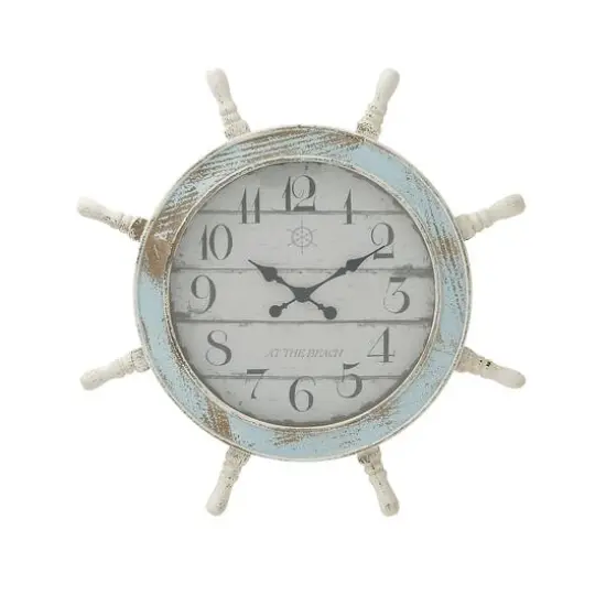 Blue Coastal Wood Wall Clock {1}