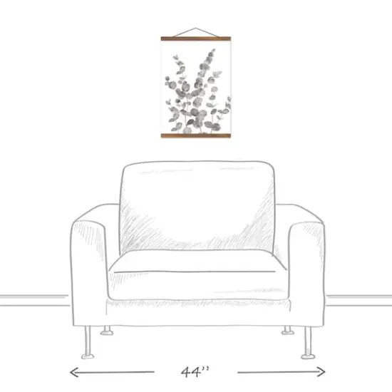 Gray & White Eucalyptus II Teak Hanging Canvas {4}