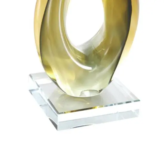 12" Amber Yellow Glass Abstract Infinity Sculpture {5}