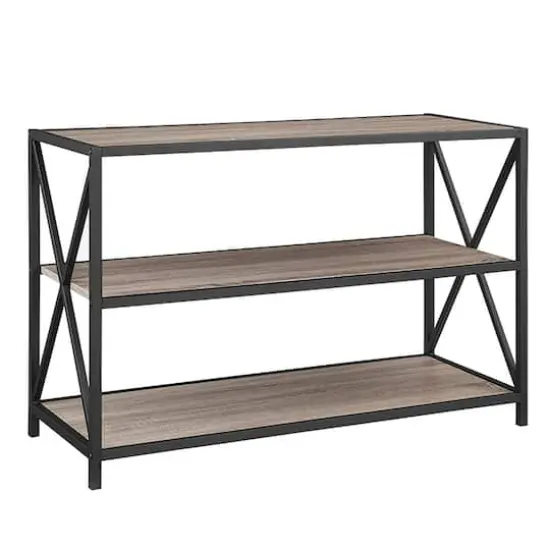 Walker Edison Driftwood X-Frame Industrial Wood Bookshelf {1}