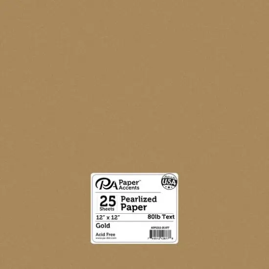 PA Paper&trade; Accents 12" x 12" 80lb. Pearlized Paper, 25 Sheets Gold {1}