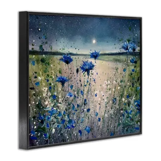 Stupell Industries Moon over Blooming Flowers Framed Giclee Art Black {4}