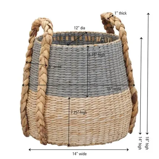 Household Essentials Cattail & Paper Terra Basket Gray {6}