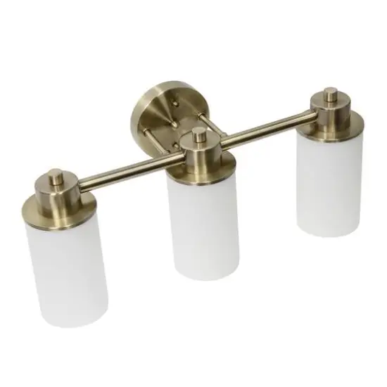 Lalia Home Essentix 3-Light White Shade Vanity Antique Brass {11}
