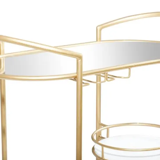Gold Metal Contemporary Bar Cart, 33" x 31" x 16" {4}