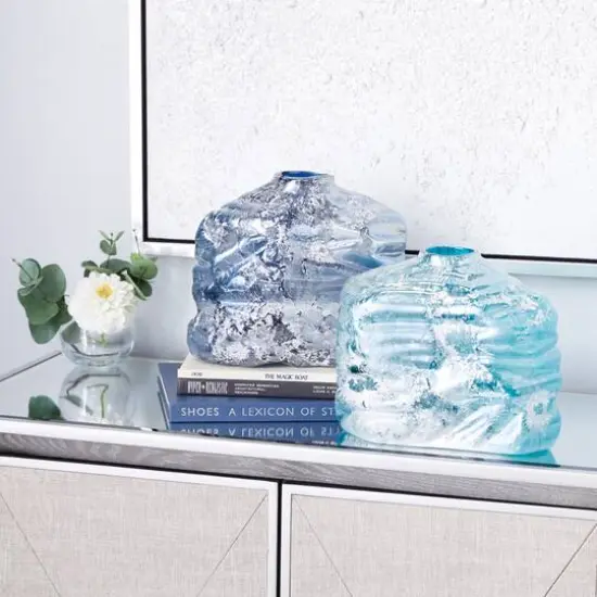 Blue Contemporary Glass Vase Set {11}