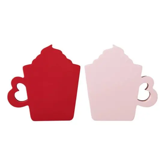 Glitzhome&reg; Wooden Valentine's Coffee Cup Table D&eacute;cor Set {8}