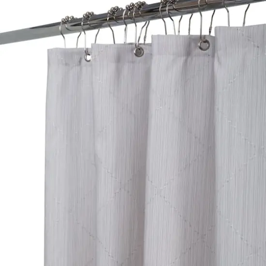 Elle D&eacute;cor Gray Jacquard Weave Diamond Design Shower Curtain {4}
