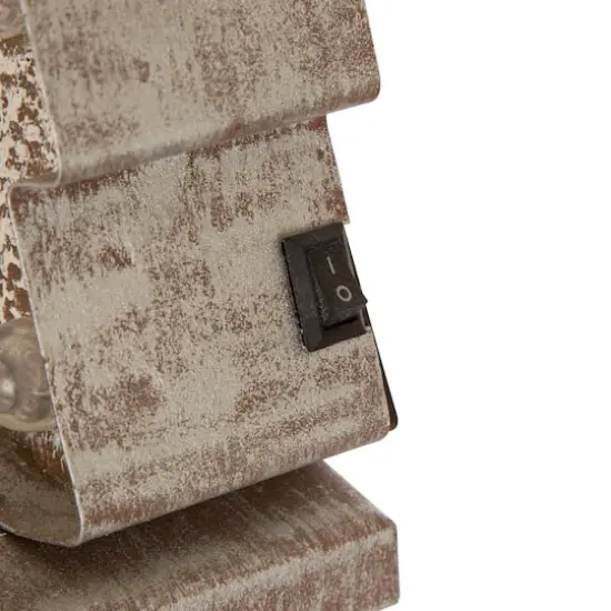 Glitzhome&reg; 8" Marquee LED Wooden & Metal Christmas Tree Stocking Holder Set {9}