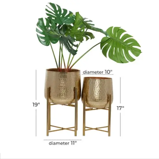 Gold Modern Planter, Set of 2" 17", 19" {8}