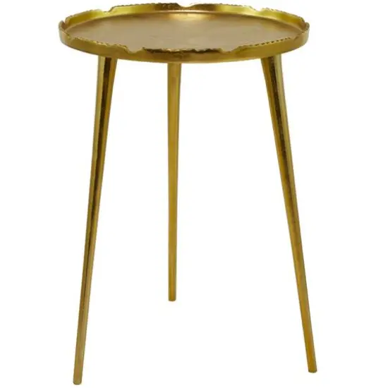 21" Aluminum Accent Table with Tray Top Gold {3}