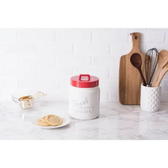 DII&reg; 9" Red & White Ceramic Cookie Jar {3}