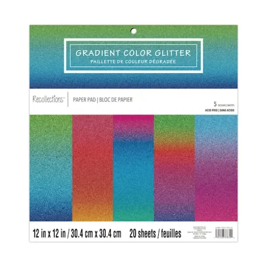 Gradient Color Glitter Paper Pad by Recollections&trade;, 12" x 12" {1}