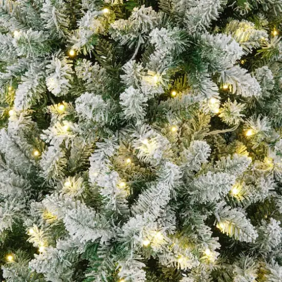 11ft. Pre-Lit Flocked Fir Pencil Artificial Christmas Tree, Warm White LED Lights {6}