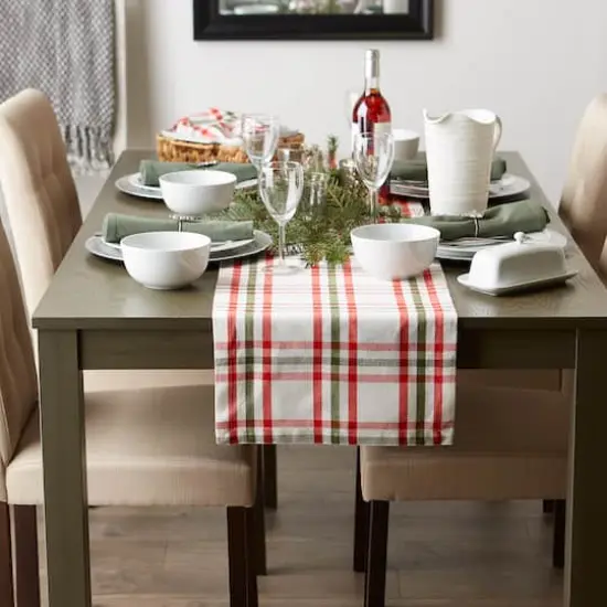 DII® 108" Jolly Tree Collection Nutcracker Plaid Table Runner {8}