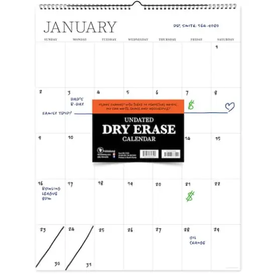 TF Publishing Undated Dry Erase Large Wired Hanging Vertical Wall Calendar {1}