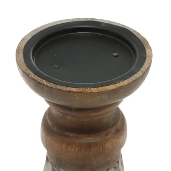 Bronze Mango Wood Country Cottage Candle Holder Set {5}