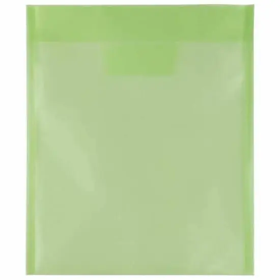 JAM Paper 9.88" x 11.63" Lime Green Plastic Tuck Flap Open End Envelopes, 12ct. {1}