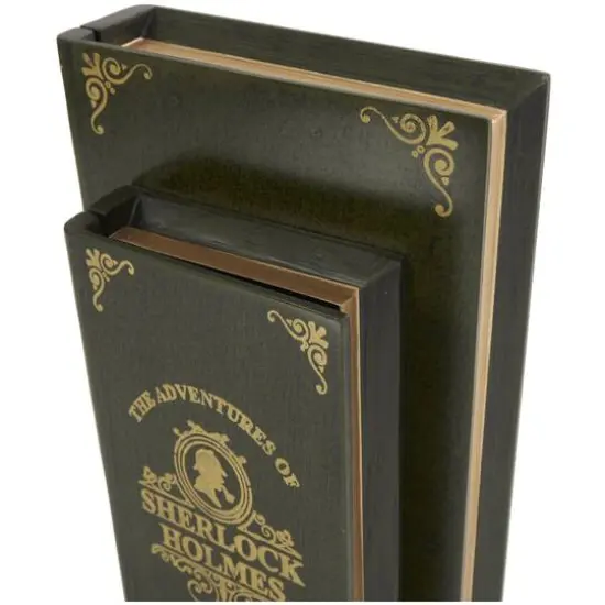 Green Wooden Sherlock Holmes Storage Faux Book Box Set {10}