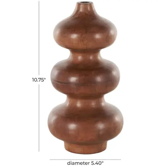 10.75" Brown Geometric Wood Bubble Vase {5}