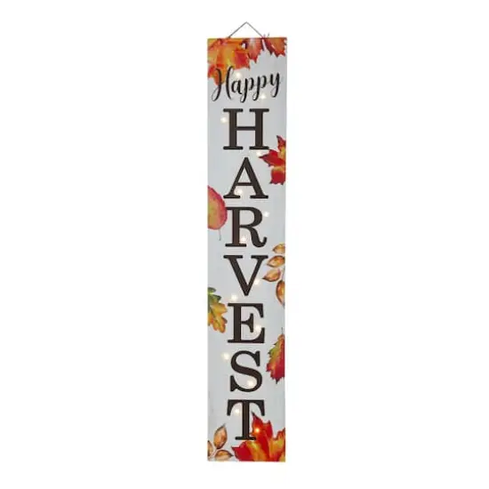 Glitzhome&reg; 42" Fall Lighted Maple Leaves Wooden Porch Sign with Timer {1}