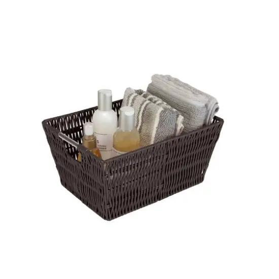 Simplify 3-Piece Rattan Tote Basket Set Chocolate Brown {12}