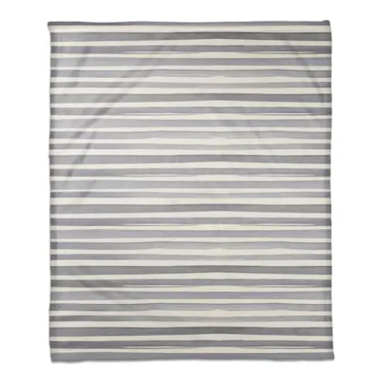 Watercolor Stripes Coral Fleece Blanket Blue/White {1}
