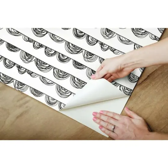 RoomMates Doodle Scallop Peel & Stick Wallpaper Black {11}