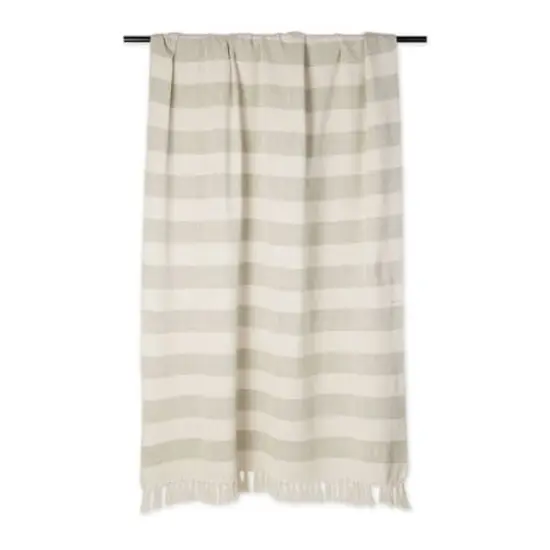 Artichoke / Off White Cabana Stripe Throw {3}