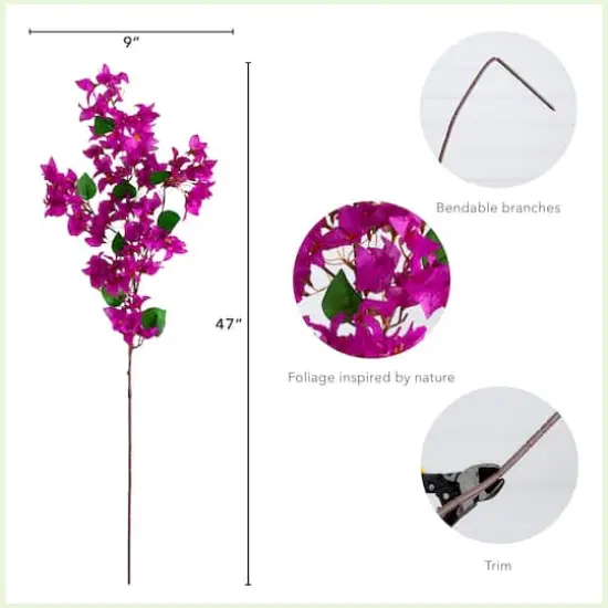 47" Purple Bougainvillea Flower Stems, 3ct. {5}