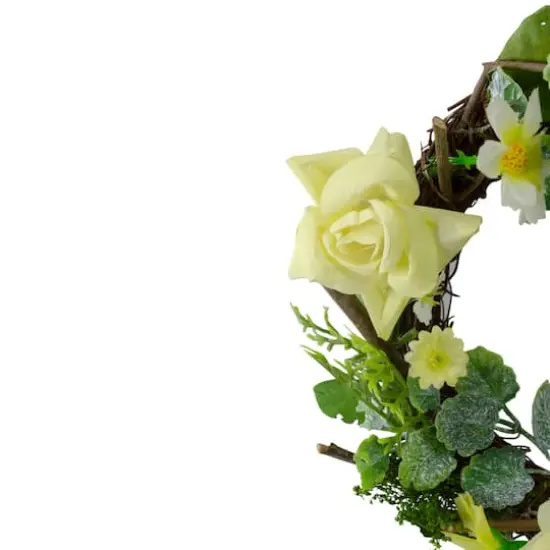 7" Yellow Rose & Foliage Spring Wreath {5}