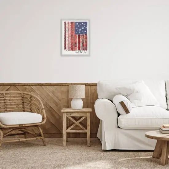 Stupell Industries Land That I Love Phrase Macrame American Flag Framed Giclee Art Gray {3}