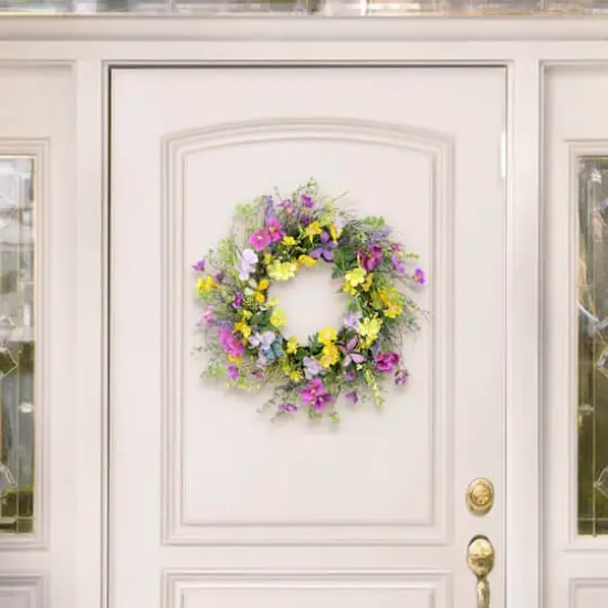 24" Pink, Purple & Yellow Spring Dogwood Floral Wreath {6}