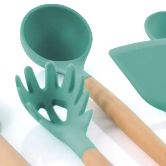 MegaChef Mint Silicone & Wood Cooking Utensils Set, 9ct. {3}