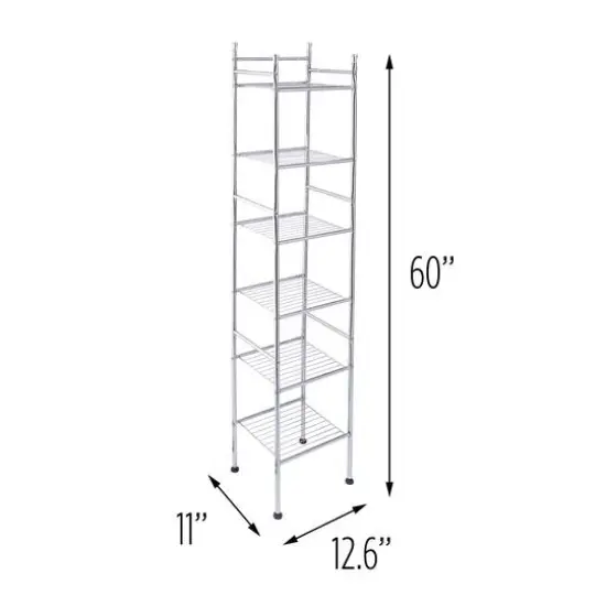 Honey Can Do Chrome 6-Shelf Slim Metal Shelving Unit {5}