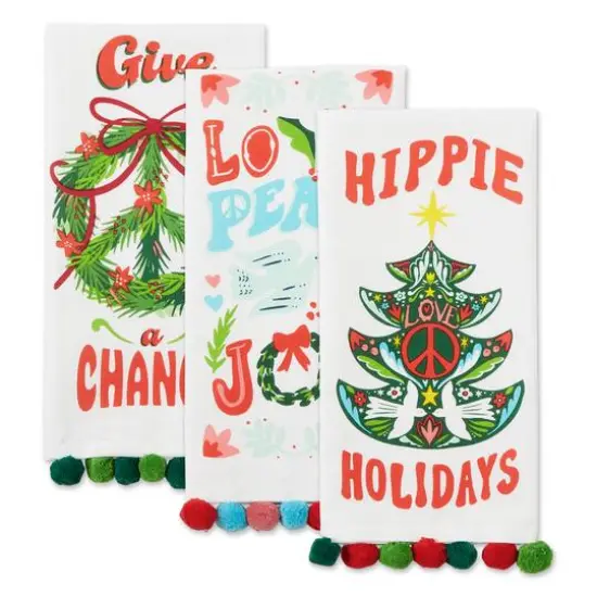 DII&reg; Hippie Holidays Printed Dishtowel Set {5}