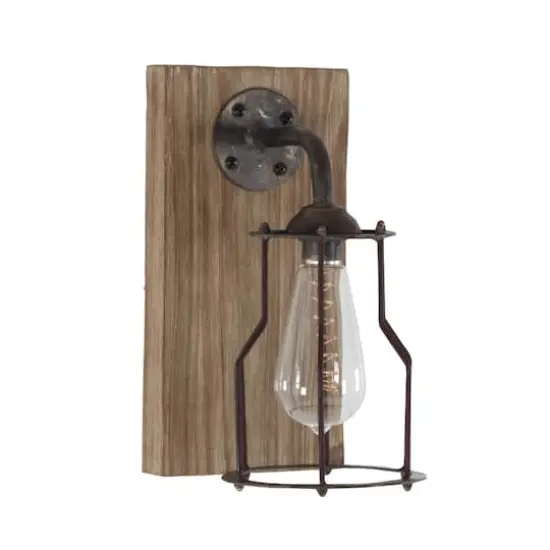 11" Brown Iron Industrial LED Wall Sconce {3}