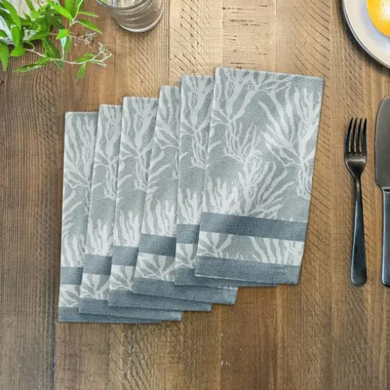 Coral & Stripe Cotton Twill Napkin White/Blue/Blue {4}