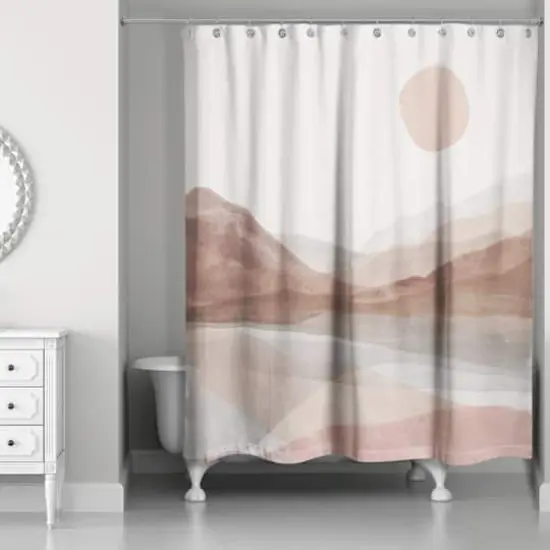 Mauve Boho Abstracted Landscape 71" x 74" Shower Curtain {1}