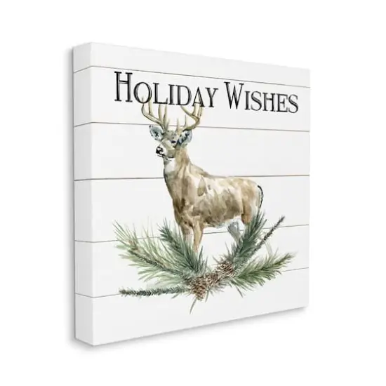 Stupell Industries Holiday Wishes Seasonal Deer Canvas Wall Art {4}