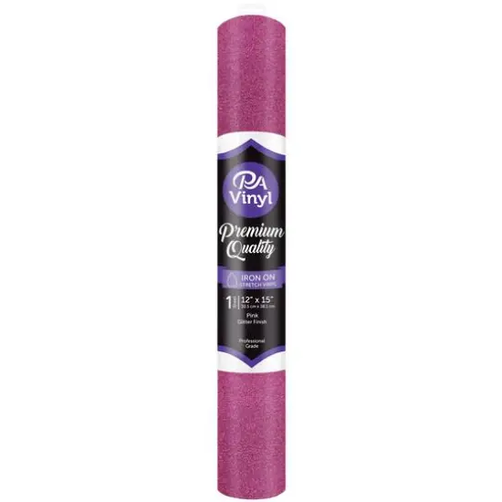 PA Vinyl Glitter Iron On Stretch Vinyl Pink {1}