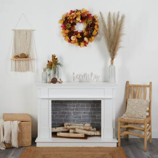 26" Fall Pumpkin, Gourd, Pinecone & Maple Leaf Wreath {5}