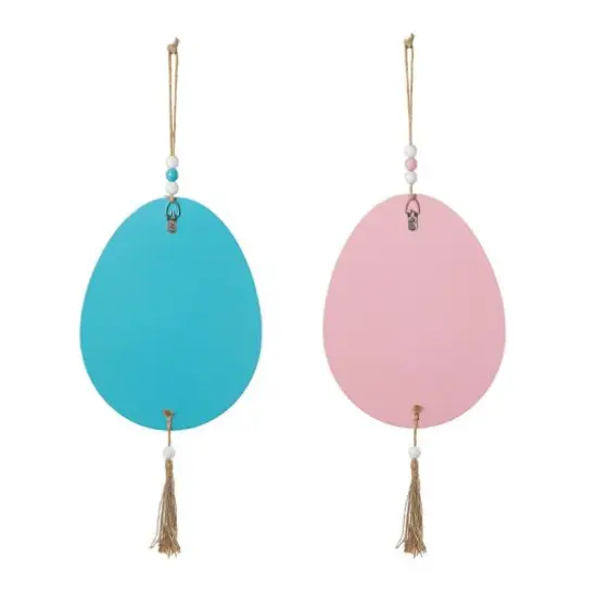 Glitzhome&reg; 17" Easter Wooden Eggs Door Hanger Set {8}