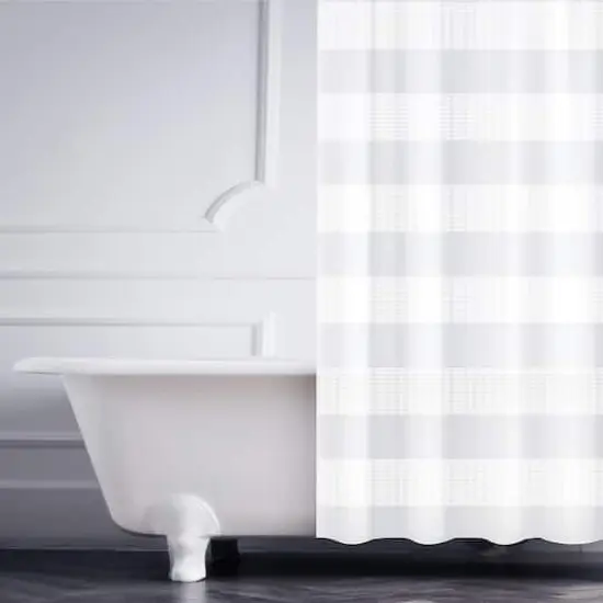 Elle D&eacute;cor White Jacquard Weave Shower Curtain {4}