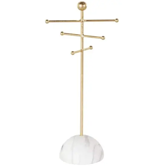 13" Gold Metal 6-Slot Jewelry Stand with White Base {1}